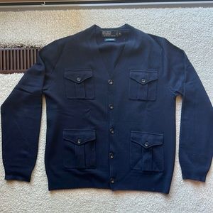 Ralph Lauren Polo Cardigan Sweater navy blue size medium
